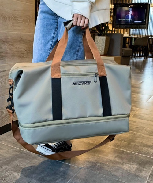 Miniministore(ミニミニストア)の「トラベルバッグ大容量旅行 ボストンバッグ(トートバッグ・レディース・ブラック/ベージュ/ネイビー/グレー/カーキ/オレンジ/パープル・FREE)」の2枚目の写真