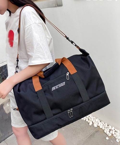 Miniministore(ミニミニストア)の「トラベルバッグ大容量旅行 ボストンバッグ(トートバッグ・レディース・ブラック/ベージュ/ネイビー/グレー/カーキ/オレンジ/パープル・FREE)」の1枚目の写真