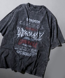 2026SS新柄 Chemical Wash Graphic Logo T-Shirt/グランジ ケミカル加工 ヴィンテージライク オーバーサイズ ゲームシャツ 半袖Tシャツ レディース メンズ