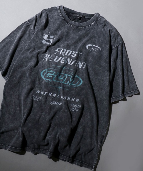 SITRY(シトリー)の「2026SS新柄 Chemical Wash Graphic Logo T-Shirt/グランジ ケミカル加工 ヴィンテージライク オーバーサイズ ゲームシャツ 半袖Tシャツ レディース メンズ(Tシャツ/カットソー・メンズ・ブラック系その他/ブラック系その他2/ブラック系その他3/ブラック系その他4/ブラウン系その他/ピンク系その他/ブラウン系その他2/ブラック系その他5/グレー系その他・M/L)」の4枚目の写真