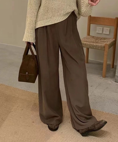 aimoha(アイモハ)の「タックデザインワイドパンツ(スラックス・レディース・ベージュ/グレー・SMALL/MEDIUM)」の12枚目の写真