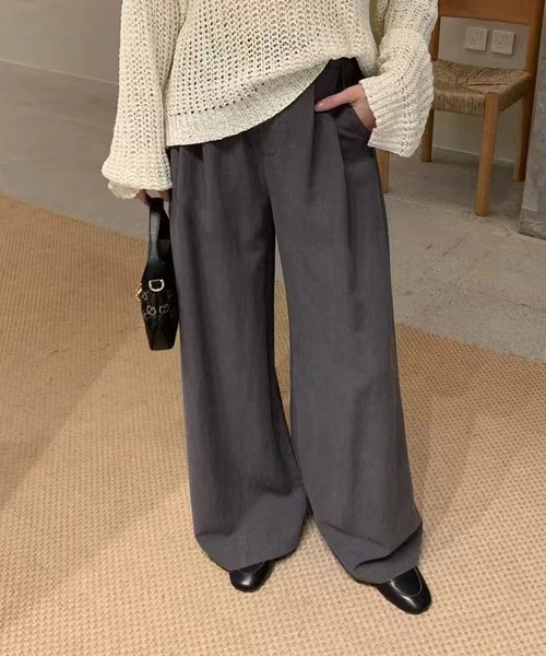 aimoha(アイモハ)の「タックデザインワイドパンツ(スラックス・レディース・ベージュ/グレー・SMALL/MEDIUM)」の10枚目の写真