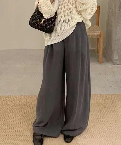aimoha(アイモハ)の「タックデザインワイドパンツ(スラックス・レディース・ベージュ/グレー・SMALL/MEDIUM)」の11枚目の写真