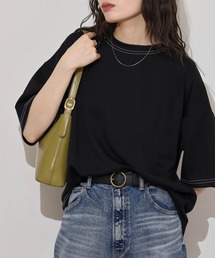 接触冷感　UVカット　ストレッチ　ワイドシルエット　ソフトタッチ　配色ステッチ　半袖TEE