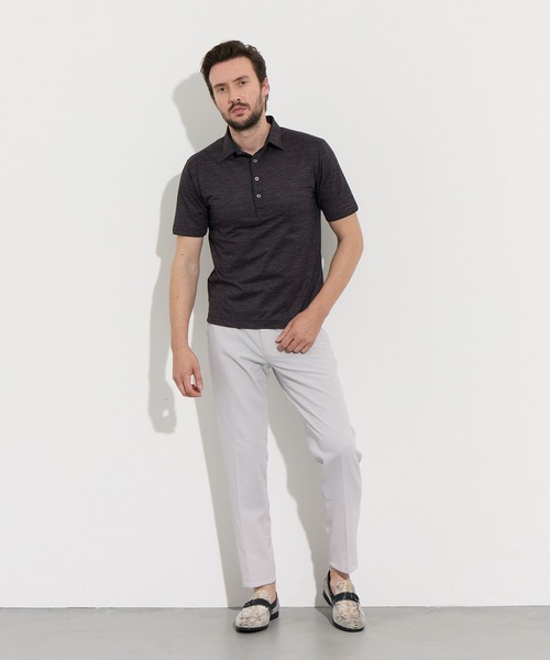 HIDEAWAYS NICOLE（ハイダウェイニコル）の「メランジプリントメッシュ半袖スキッパーポロシャツ（ポロシャツ・メンズ・ラベンダー/オフホワイト/ブラック・LARGE/X-LARGE/XX-LARGE/MEDIUM）」の5枚目の写真