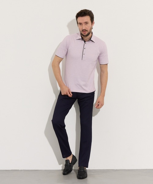 HIDEAWAYS NICOLE（ハイダウェイニコル）の「メランジプリントメッシュ半袖スキッパーポロシャツ（ポロシャツ・メンズ・ラベンダー/オフホワイト/ブラック・LARGE/X-LARGE/XX-LARGE/MEDIUM）」の6枚目の写真