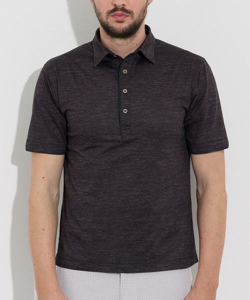 HIDEAWAYS NICOLE（ハイダウェイニコル）の「メランジプリントメッシュ半袖スキッパーポロシャツ（ポロシャツ・メンズ・ラベンダー/オフホワイト/ブラック・LARGE/X-LARGE/XX-LARGE/MEDIUM）」の7枚目の写真