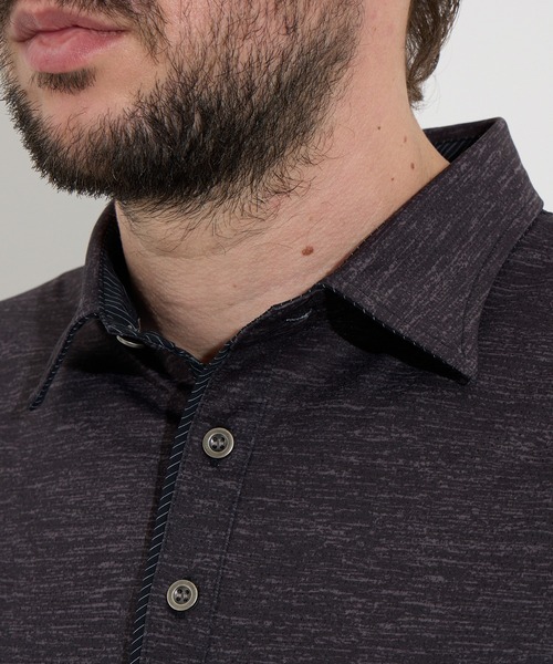 HIDEAWAYS NICOLE（ハイダウェイニコル）の「メランジプリントメッシュ半袖スキッパーポロシャツ（ポロシャツ・メンズ・ラベンダー/オフホワイト/ブラック・LARGE/X-LARGE/XX-LARGE/MEDIUM）」の10枚目の写真