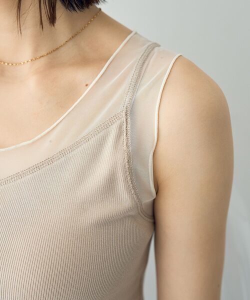 YECCA VECCA（イェッカヴェッカ）の「チュールMIXリブインナー（タンクトップ・レディース・アイボリー/ブラック/ベージュ・FREE）」の8枚目の写真