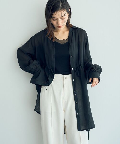 YECCA VECCA（イェッカヴェッカ）の「チュールMIXリブインナー（タンクトップ・レディース・アイボリー/ブラック/ベージュ・FREE）」の6枚目の写真