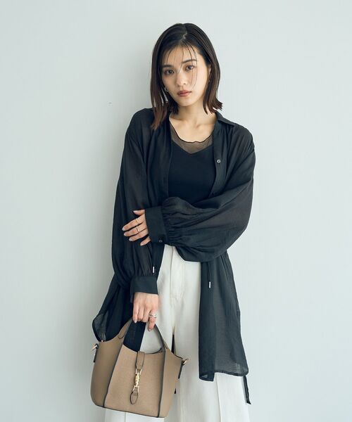 YECCA VECCA（イェッカヴェッカ）の「チュールMIXリブインナー（タンクトップ・レディース・アイボリー/ブラック/ベージュ・FREE）」の12枚目の写真