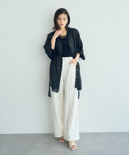 YECCA VECCA（イェッカヴェッカ）の「チュールMIXリブインナー（タンクトップ・レディース・アイボリー/ブラック/ベージュ・FREE）」の18枚目の写真