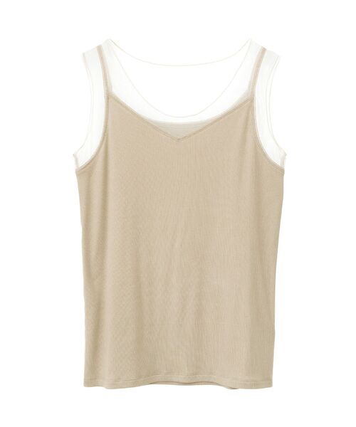 YECCA VECCA（イェッカヴェッカ）の「チュールMIXリブインナー（タンクトップ・レディース・アイボリー/ブラック/ベージュ・FREE）」の7枚目の写真