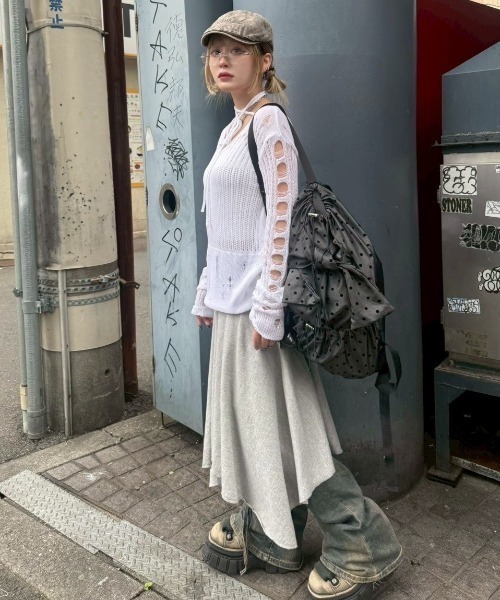 Never mind the XU / Chikashitsu+（ネバーマインド ザ エックスユー / チカシツプラス）の「【nmtc+】dot pattern backpack / 【エヌエムティーシープラス】ドットプリントバッグパック（バックパック/リュック・レディース・ネイビー/チャコール・ONE SIZE）」の8枚目の写真
