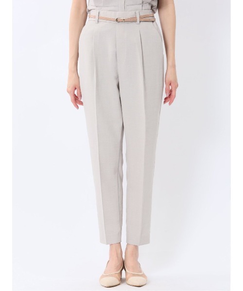 m.f.editorial（エムエフエディトリアル）の「【ウォッシャブル 】m.f.エディトリアル レディース 麻調合繊 ベルト付き テーパードパンツ(セットアップ可能)（スーツパンツ・レディース・グリーン系その他/ネイビー/ライトグレー/ブラウン・MEDIUM/LARGE）」の22枚目の写真