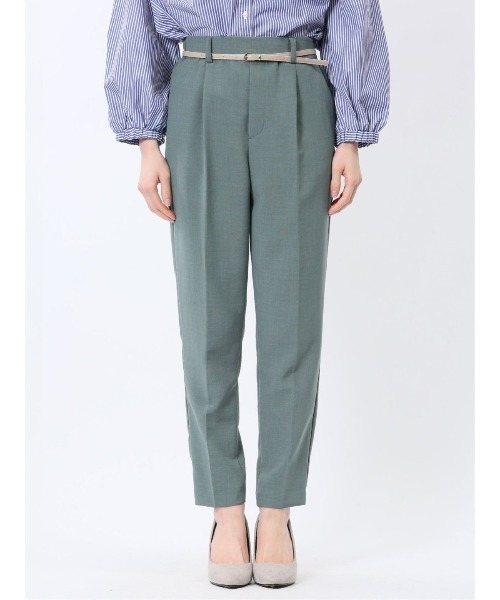 m.f.editorial（エムエフエディトリアル）の「【ウォッシャブル 】m.f.エディトリアル レディース 麻調合繊 ベルト付き テーパードパンツ(セットアップ可能)（スーツパンツ・レディース・グリーン系その他/ネイビー/ライトグレー/ブラウン・MEDIUM/LARGE）」の15枚目の写真