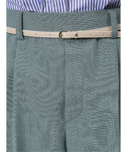 m.f.editorial（エムエフエディトリアル）の「【ウォッシャブル 】m.f.エディトリアル レディース 麻調合繊 ベルト付き テーパードパンツ(セットアップ可能)（スーツパンツ・レディース・グリーン系その他/ネイビー/ライトグレー/ブラウン・MEDIUM/LARGE）」の19枚目の写真