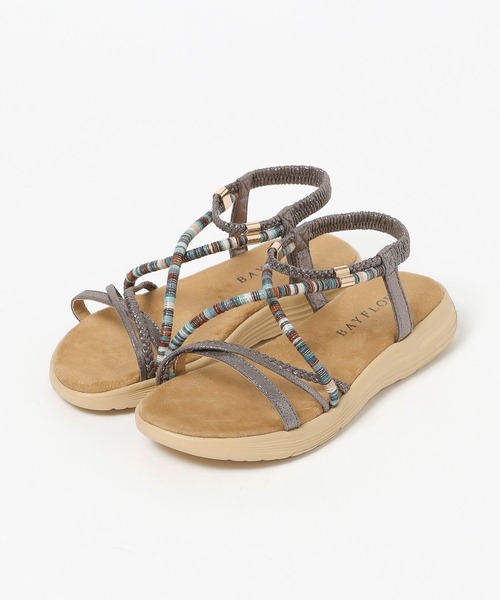 BAYFLOW（ベイフロー）の「[ゴムストラップでさっと着脱]エスニックロープサンダル（サンダル・レディース・ゴールド/ブラック・MEDIUM/LARGE）」の3枚目の写真