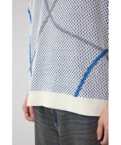 AZUL by moussy（アズールバイマウジー）の「ライン柄クルーネック半袖ニット（ニット/セーター・メンズ・ホワイト系その他/ブルー系その他/ブラック系その他・MEDIUM/LARGE）」の12枚目の写真