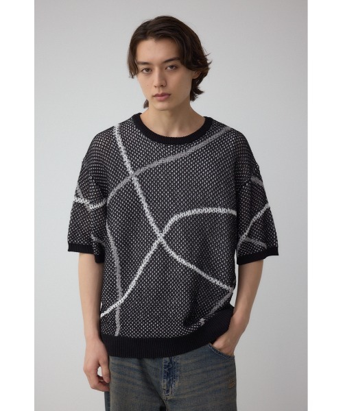 AZUL by moussy（アズールバイマウジー）の「ライン柄クルーネック半袖ニット（ニット/セーター・メンズ・ホワイト系その他/ブルー系その他/ブラック系その他・MEDIUM/LARGE）」の14枚目の写真