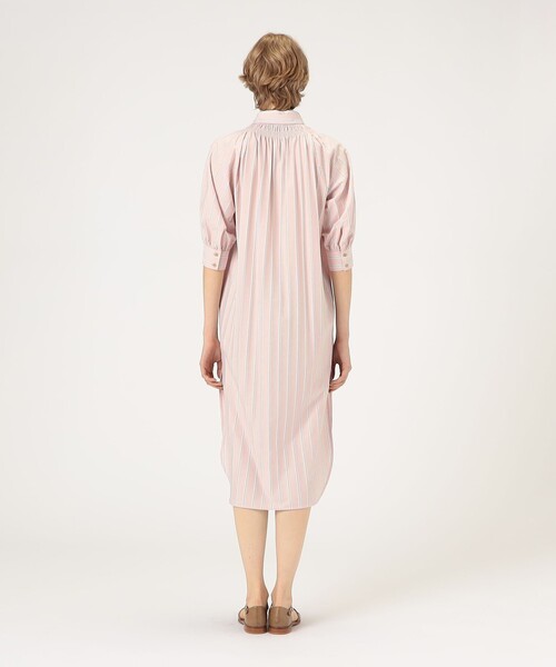 セール】ハイゲージストライプ シャツワンピース（シャツワンピース