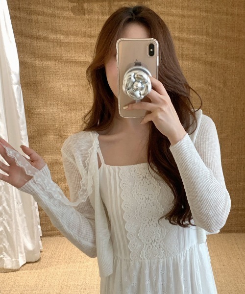 paravion（パラビオン）の「レースリボンシアーカーディガン（カーディガン/ボレロ・レディース・ライトブルー/イエロー/ピンク/ホワイト・FREE）」の22枚目の写真