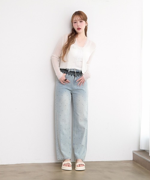 paravion（パラビオン）の「レースリボンシアーカーディガン（カーディガン/ボレロ・レディース・ライトブルー/イエロー/ピンク/ホワイト・FREE）」の14枚目の写真