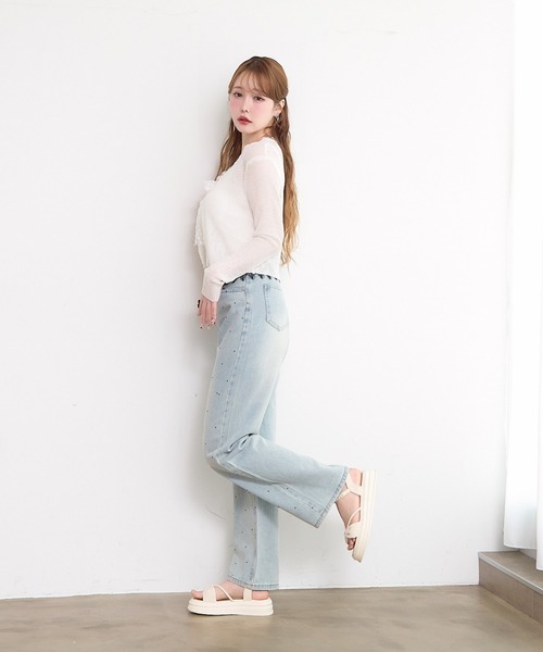 paravion（パラビオン）の「レースリボンシアーカーディガン（カーディガン/ボレロ・レディース・ライトブルー/イエロー/ピンク/ホワイト・FREE）」の5枚目の写真