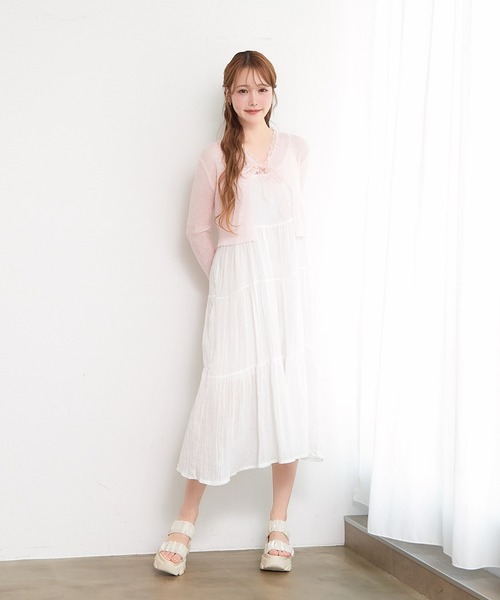 paravion（パラビオン）の「レースリボンシアーカーディガン（カーディガン/ボレロ・レディース・ライトブルー/イエロー/ピンク/ホワイト・FREE）」の8枚目の写真