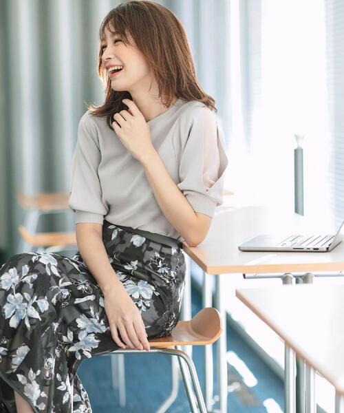 index（インデックス）の「花柄マーメイドフレアスカート【洗濯機洗い可】（スカート・レディース・チャコール/ベージュ系その他/ベージュ系その他3・36/38/40/42）」の6枚目の写真