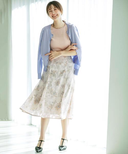 index（インデックス）の「花柄マーメイドフレアスカート【洗濯機洗い可】（スカート・レディース・チャコール/ベージュ系その他/ベージュ系その他3・36/38/40/42）」の8枚目の写真