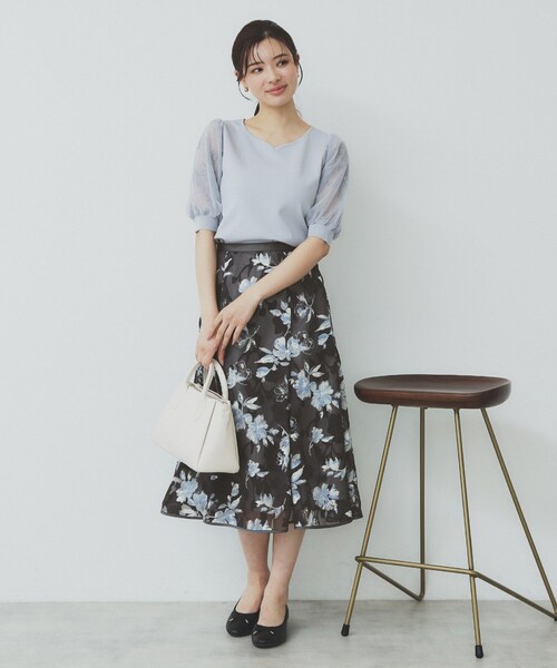 index（インデックス）の「花柄マーメイドフレアスカート【洗濯機洗い可】（スカート・レディース・チャコール/ベージュ系その他/ベージュ系その他3・36/38/40/42）」の15枚目の写真