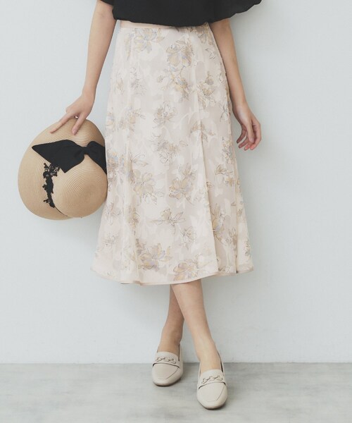 index（インデックス）の「花柄マーメイドフレアスカート【洗濯機洗い可】（スカート・レディース・チャコール/ベージュ系その他/ベージュ系その他3・36/38/40/42）」の18枚目の写真