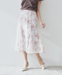 花柄マーメイドフレアスカート【洗濯機洗い可】