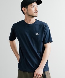 LOGOS 吸水速乾スパイラルヤーンワンポイントロゴ刺繍半袖Tシャツ