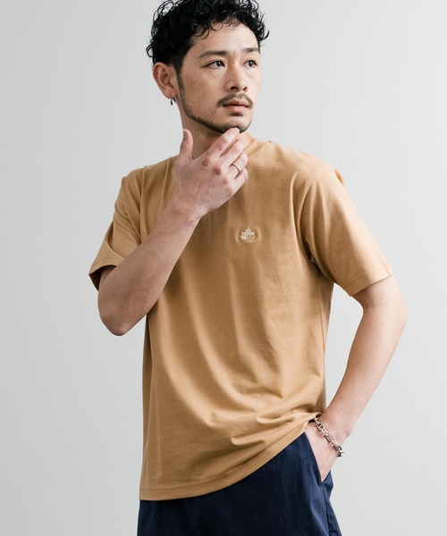 36 白　ARCHIVIO オレンジロゴ　ミニフリル　プルオーバー　シャツ　半袖 セール】LOGOS 吸水速乾スパイラルヤーンワンポイントロゴ刺繍