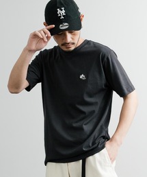 LOGOS 吸水速乾スパイラルヤーンワンポイントロゴ刺繍半袖Tシャツ