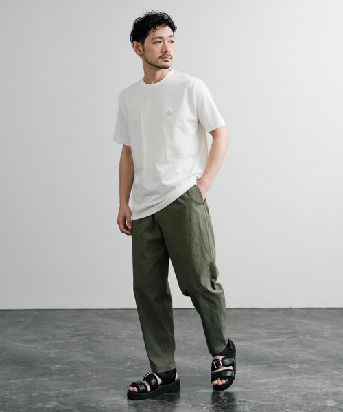 LOGOS（ロゴス）の「LOGOS 吸水速乾スパイラルヤーンワンポイントロゴ刺繍半袖Tシャツ（Tシャツ/カットソー・メンズ・ベージュ/チャコールグレー/ネイビー/キャメル/ライトグリーン/グリーン/ホワイト・LL/L/M）」の10枚目の写真