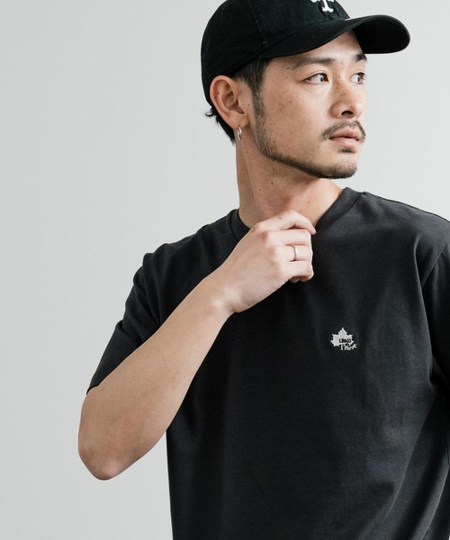 LOGOS（ロゴス）の「LOGOS 吸水速乾スパイラルヤーンワンポイントロゴ刺繍半袖Tシャツ（Tシャツ/カットソー・メンズ・ベージュ/チャコールグレー/ネイビー/キャメル/ライトグリーン/グリーン/ホワイト・LL/L/M）」の12枚目の写真