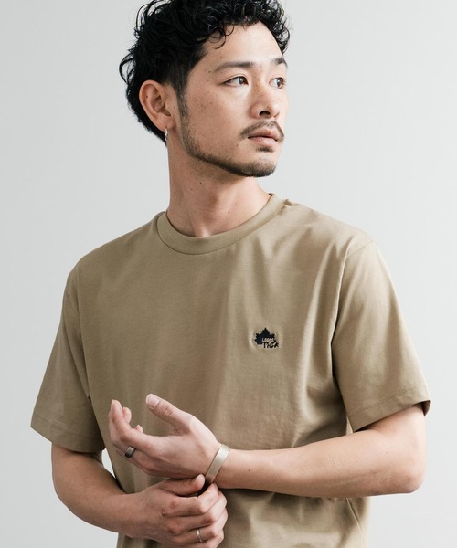 LOGOS（ロゴス）の「LOGOS 吸水速乾スパイラルヤーンワンポイントロゴ刺繍半袖Tシャツ（Tシャツ/カットソー・メンズ・ベージュ/チャコールグレー/ネイビー/キャメル/ライトグリーン/グリーン/ホワイト・LL/L/M）」の17枚目の写真