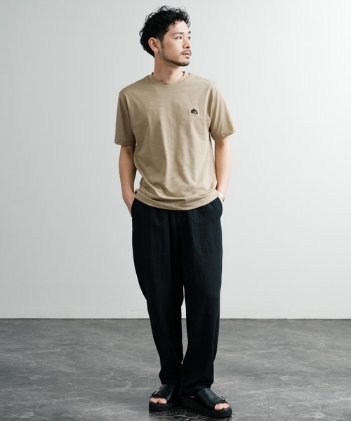 LOGOS（ロゴス）の「LOGOS 吸水速乾スパイラルヤーンワンポイントロゴ刺繍半袖Tシャツ（Tシャツ/カットソー・メンズ・ベージュ/チャコールグレー/ネイビー/キャメル/ライトグリーン/グリーン/ホワイト・LL/L/M）」の19枚目の写真