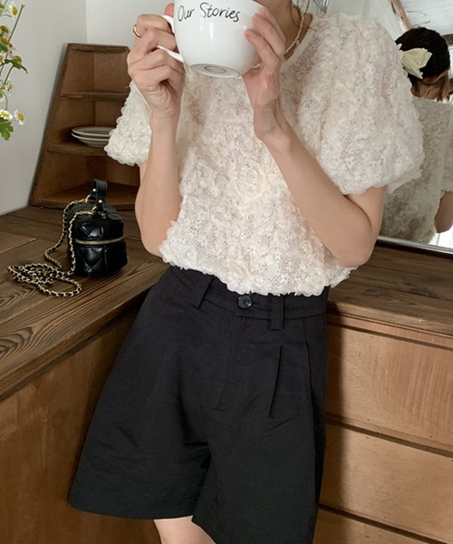 Lace Ladies(レースレディース)の「フラワー ジャガード クルーネック パフスリーブ プルオーバー(Tシャツ/カットソー・レディース・アイボリー/ブラック・FREE)」の11枚目の写真