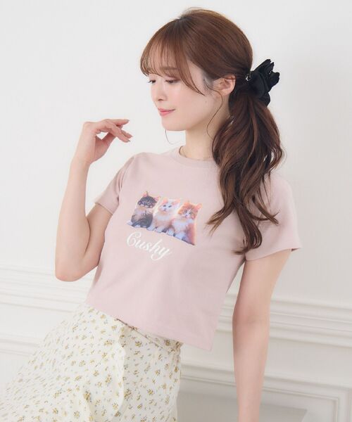 MME ROAD 売れ筋商品|||エムエムイー ロード Tシャツ トップス レディース Tops Purple セール】catプリントTEE（Tシャツ/カットソー）｜ems excite
