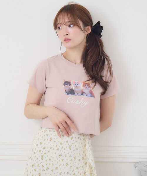 ems excite(エムズエキサイト)の「catプリントTEE(Tシャツ/カットソー・レディース・オフホワイト/ブルー/ピンク・FREE)」の14枚目の写真