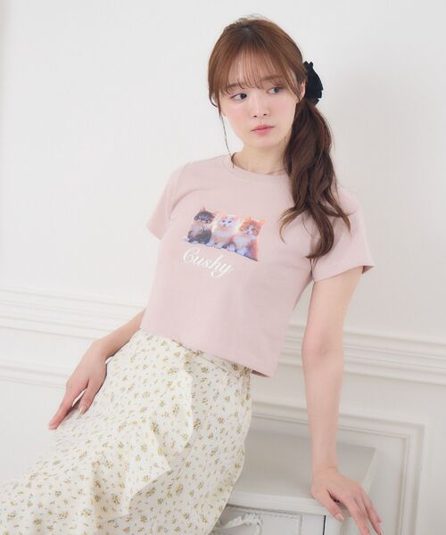 tシャツ 「NEW」キャットメッセージプリントTシャツ レディース セール】catプリントTEE（Tシャツ/カットソー）｜ems excite