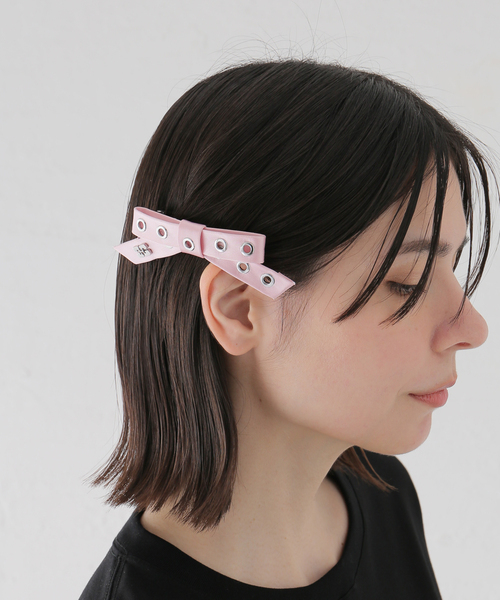 ヘアアクセサリー GANNI Eyelet Bow Barrette Satin GANNI /ガニー Eyelet Bow Barrette Satin（その他ヘア