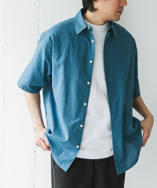 URBAN RESEARCH DOORS（アーバンリサーチドアーズ）の「ヘンプコットン レギュラーカラーシャツ（シャツ/ブラウス・メンズ・ネイビー/ブルー/チャコールグレー/グレー系その他・MEDIUM/LARGE）」の4枚目の写真