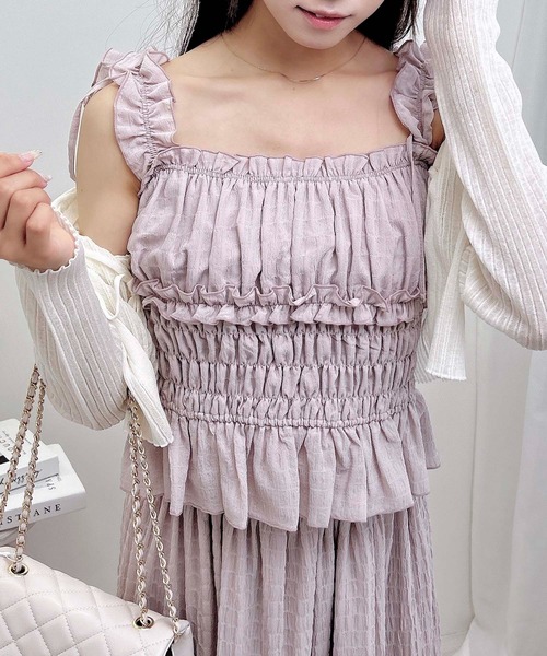 INGNI（イング）の「2Wayフリルシアーキャミブラウス（シャツ/ブラウス・レディース・ブルー/オフホワイト/ピンク/ブラック・M）」の4枚目の写真