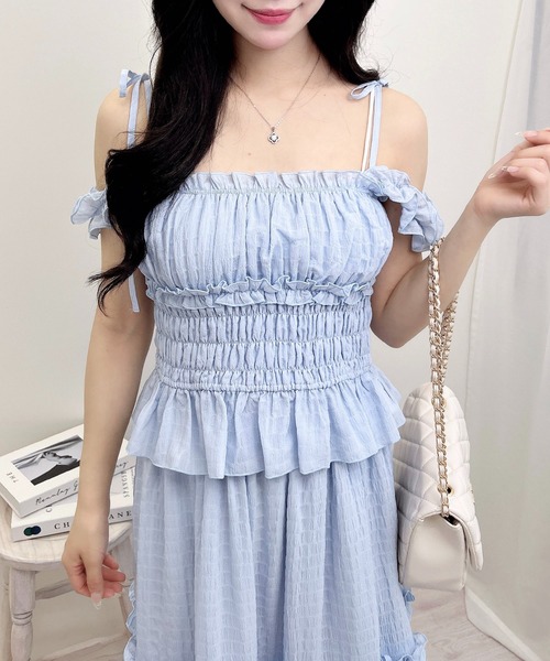 INGNI（イング）の「2Wayフリルシアーキャミブラウス（シャツ/ブラウス・レディース・ブルー/オフホワイト/ピンク/ブラック・M）」の3枚目の写真
