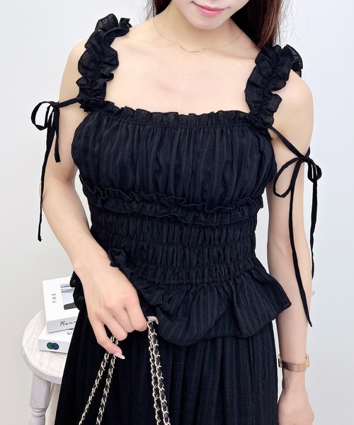 INGNI（イング）の「2Wayフリルシアーキャミブラウス（シャツ/ブラウス・レディース・ブルー/オフホワイト/ピンク/ブラック・M）」の5枚目の写真